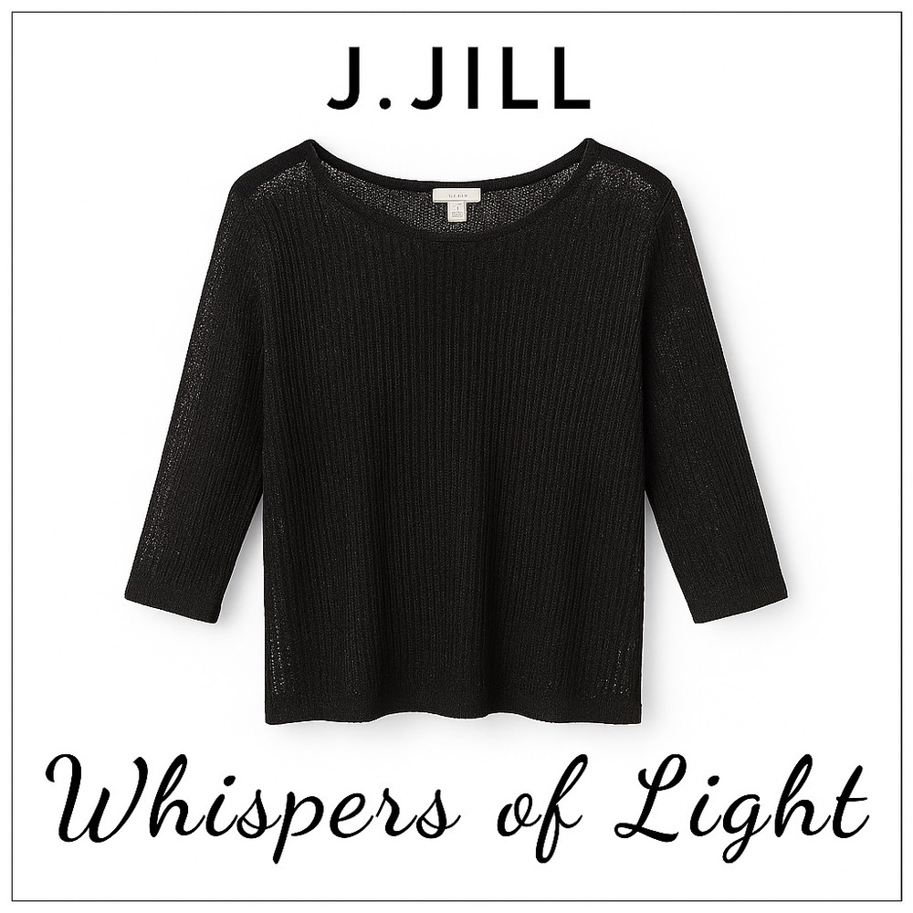 J. JILL Black Open-Weave Shimmer Knit Top – Size S - Picture 2 of 6